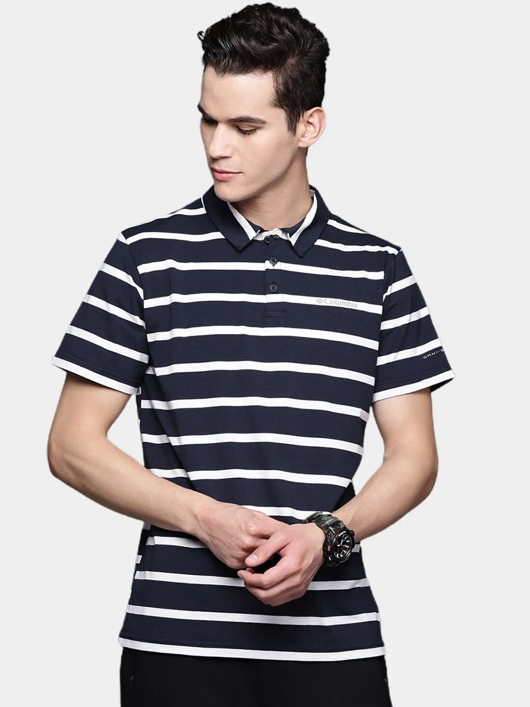 Columbia Men Blue Omni-Wick Sun Trek Polo Tshirt