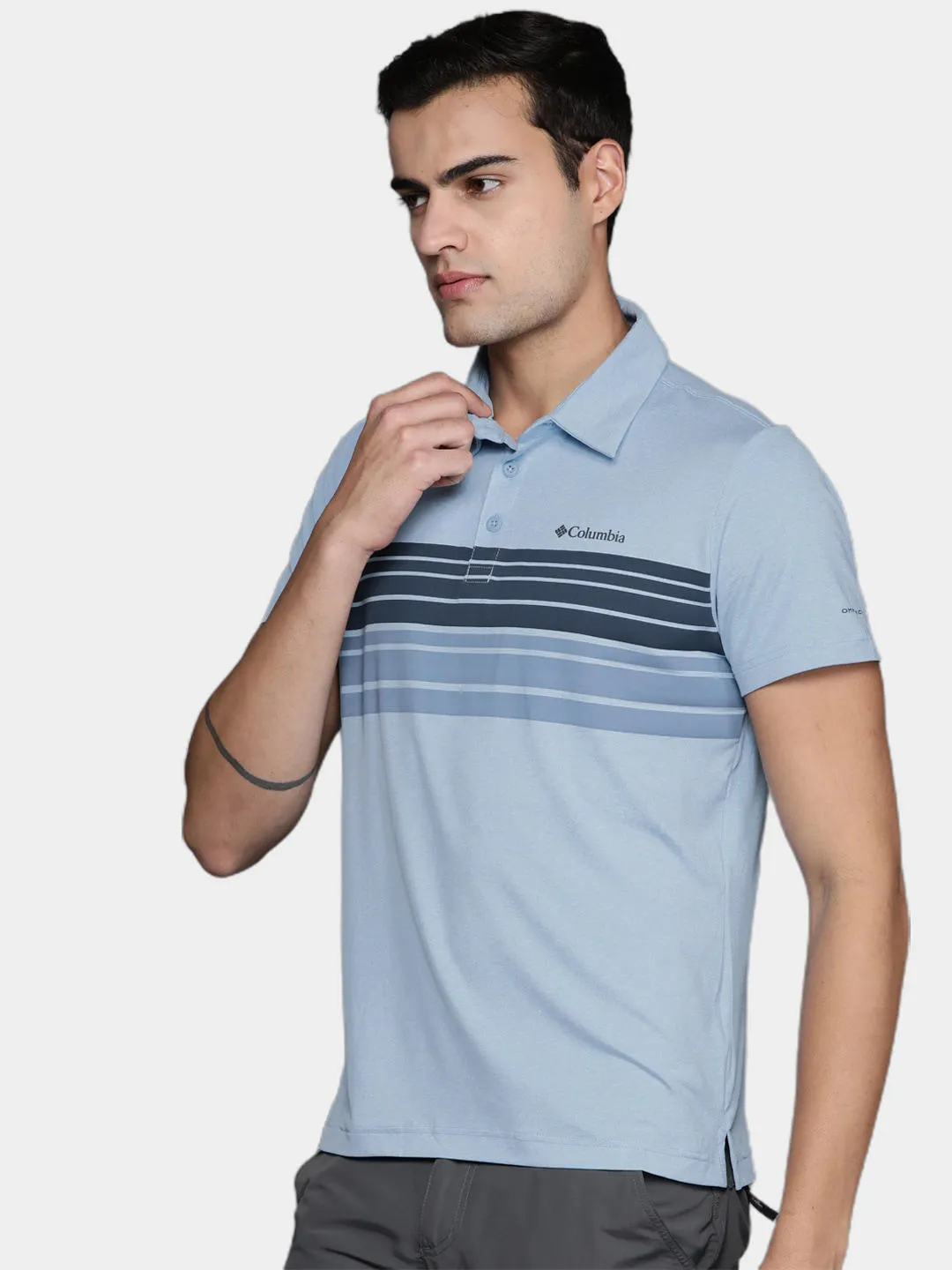 Columbia Men Blue Omni-Wick Tech Trail Novelty Polo Tshirt
