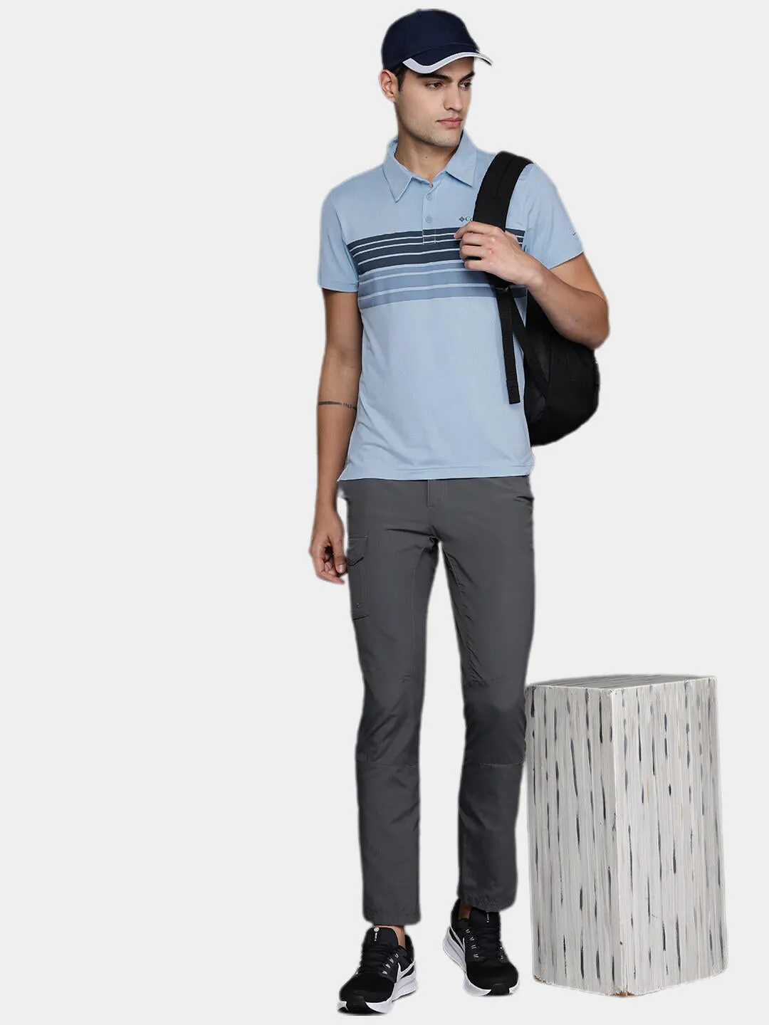 Columbia Men Blue Omni-Wick Tech Trail Novelty Polo Tshirt
