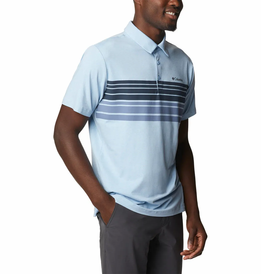 Columbia Men Blue Omni-Wick Tech Trail Novelty Polo Tshirt