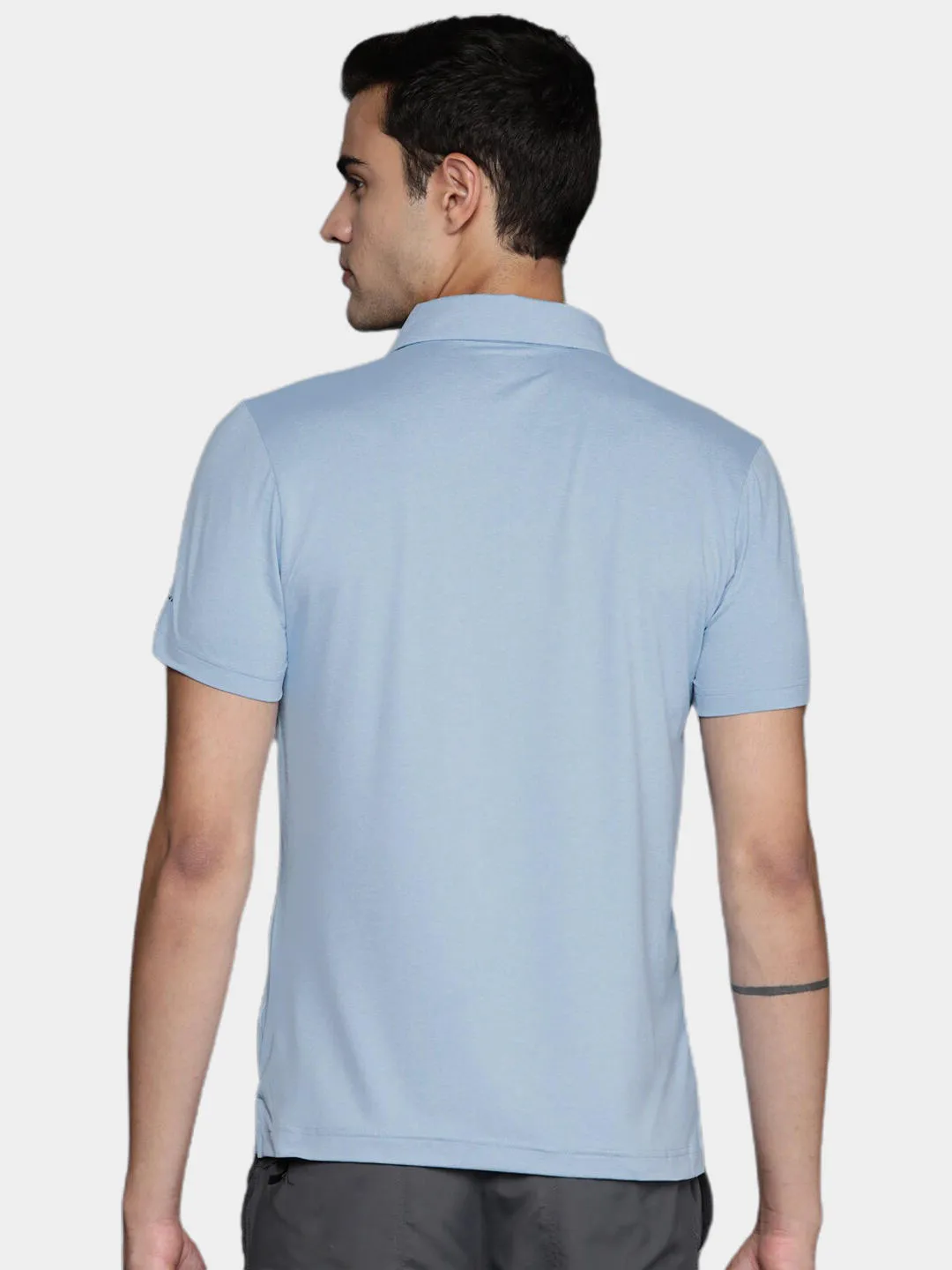 Columbia Men Blue Omni-Wick Tech Trail Novelty Polo Tshirt