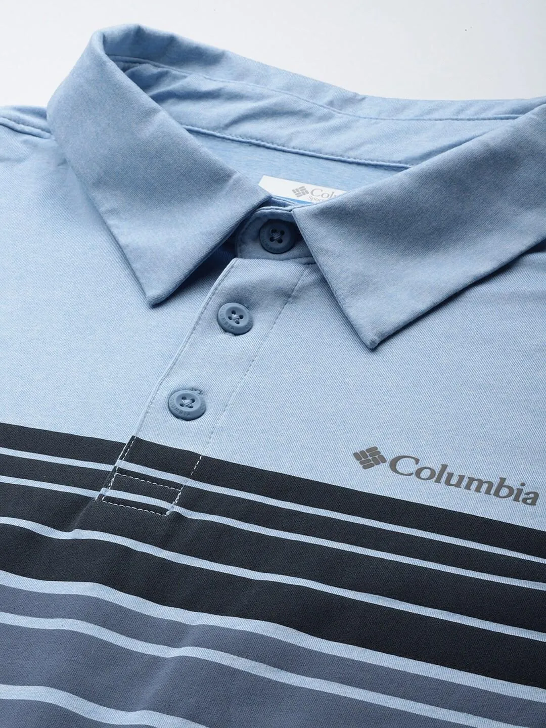 Columbia Men Blue Omni-Wick Tech Trail Novelty Polo Tshirt