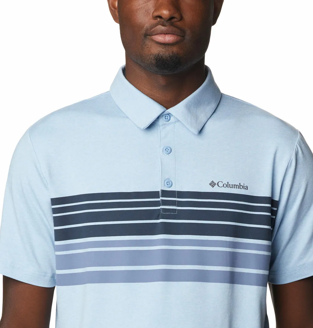 Columbia Men Blue Omni-Wick Tech Trail Novelty Polo Tshirt