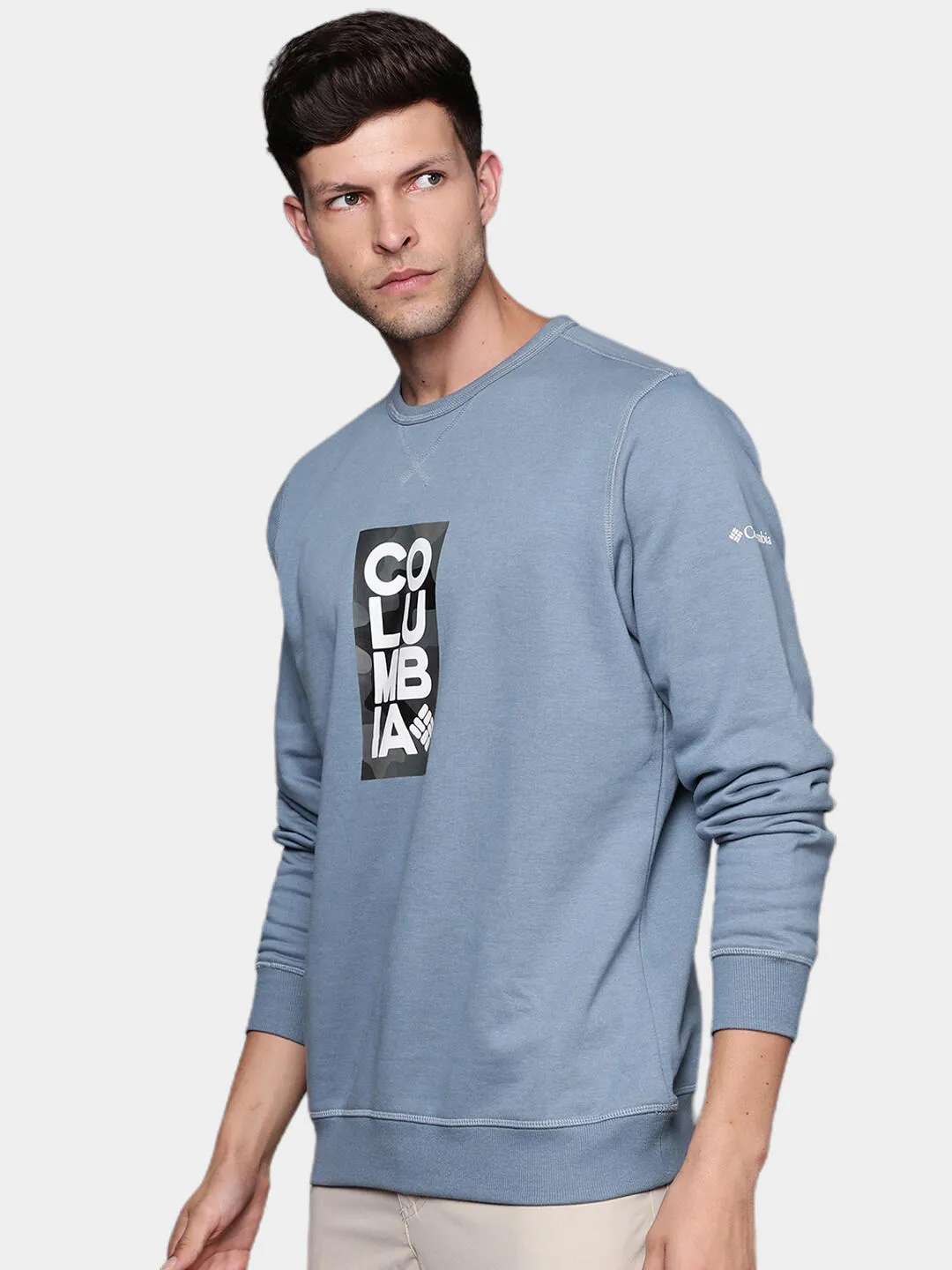 Columbia Men Blue Sun Protection M Logo Crew Pullover