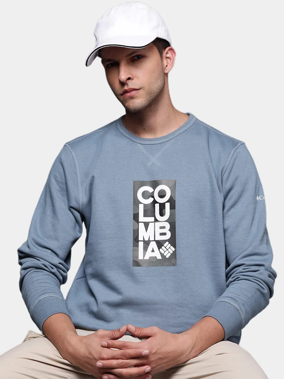 Columbia Men Blue Sun Protection M Logo Crew Pullover