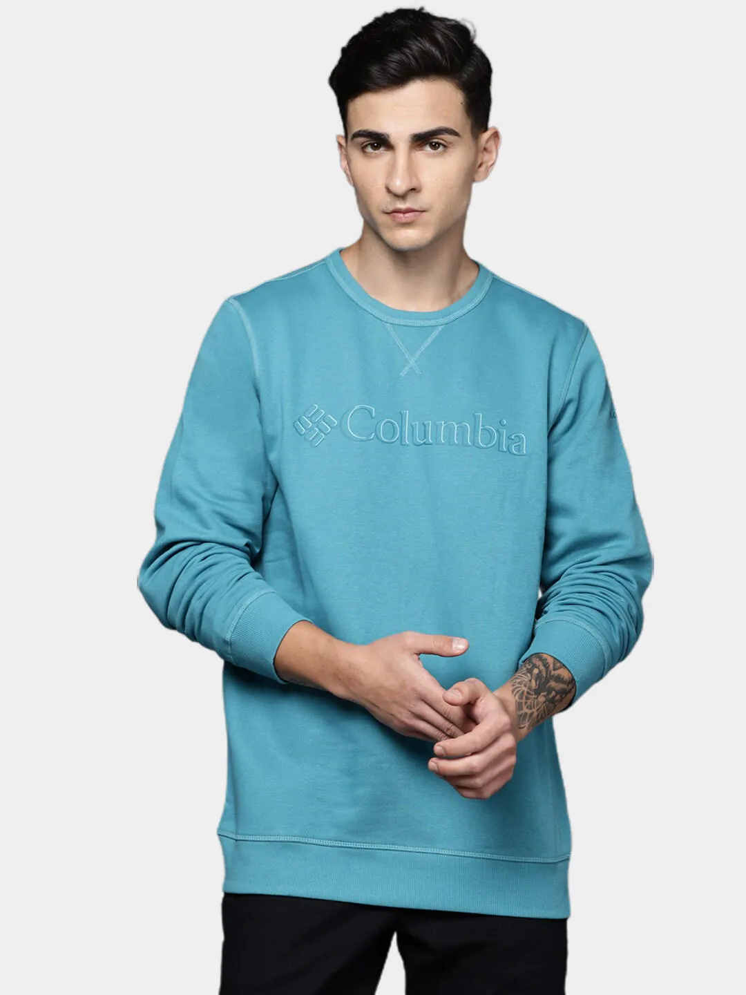 Columbia Men Blue Sun Protection M Logo Crew Pullover