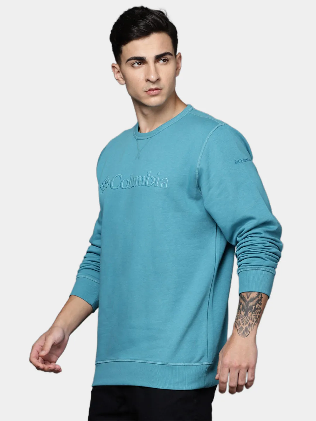 Columbia Men Blue Sun Protection M Logo Crew Pullover
