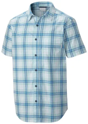 Columbia Men Blue Thompson Hill II Yarn Dye Short Sleeve Shirt