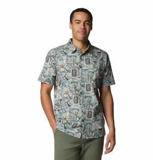 Columbia Men Blue Wild Cast Camp Short Sleeve Shirt