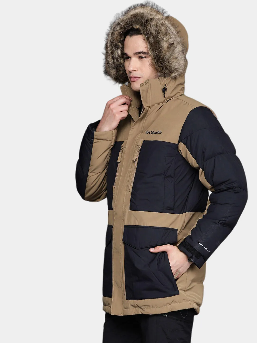 Columbia Men Brown Omni-Heat Infinity Marquam Peak Fusion Parka Parka Jacket