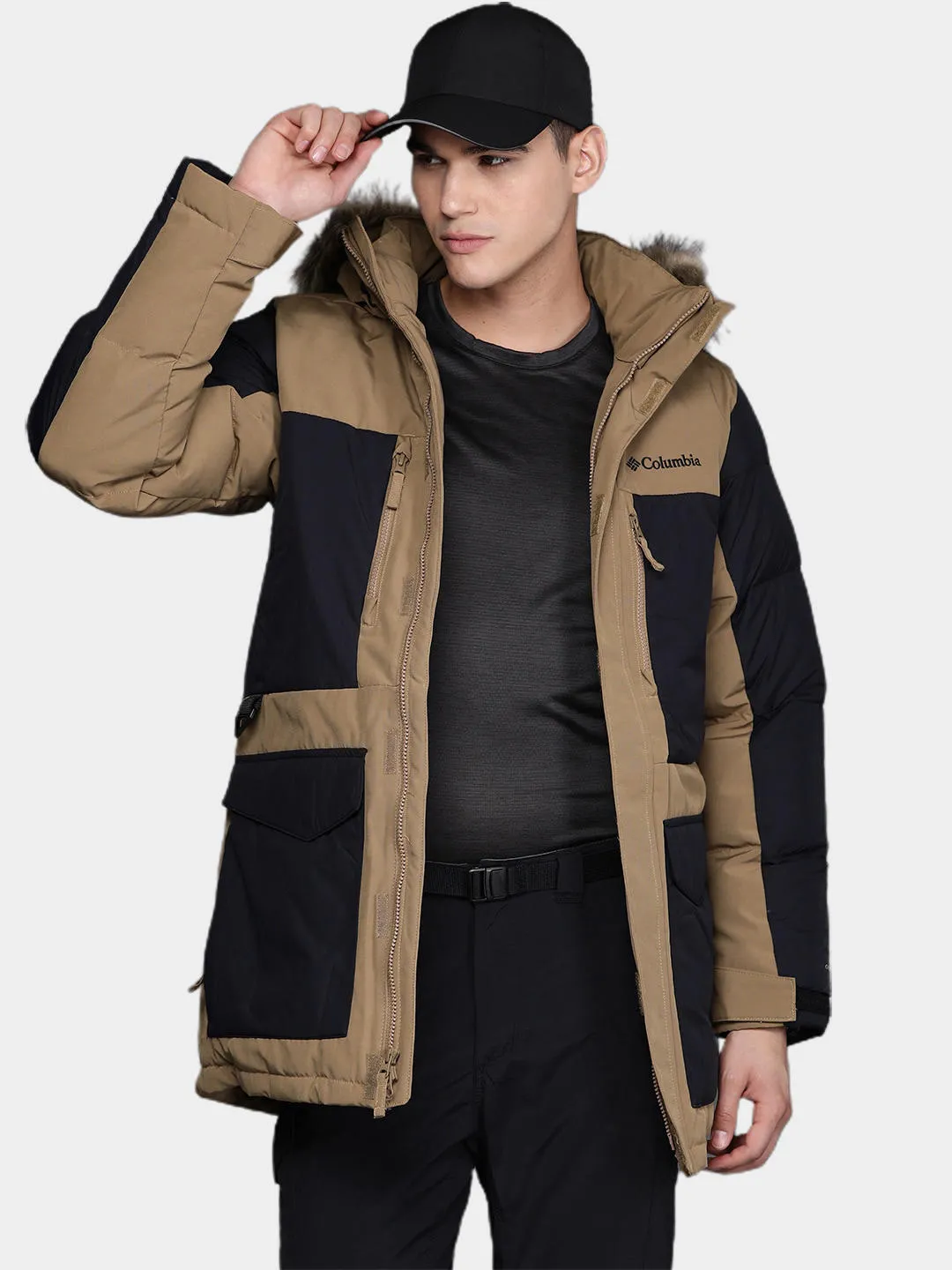 Columbia Men Brown Omni-Heat Infinity Marquam Peak Fusion Parka Parka Jacket