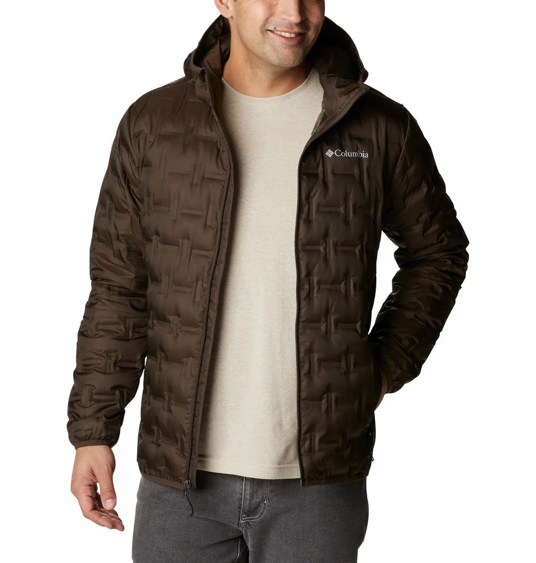 Columbia Men Brown Omni-Heat Reflective Delta Ridge Hooded Down Jacket