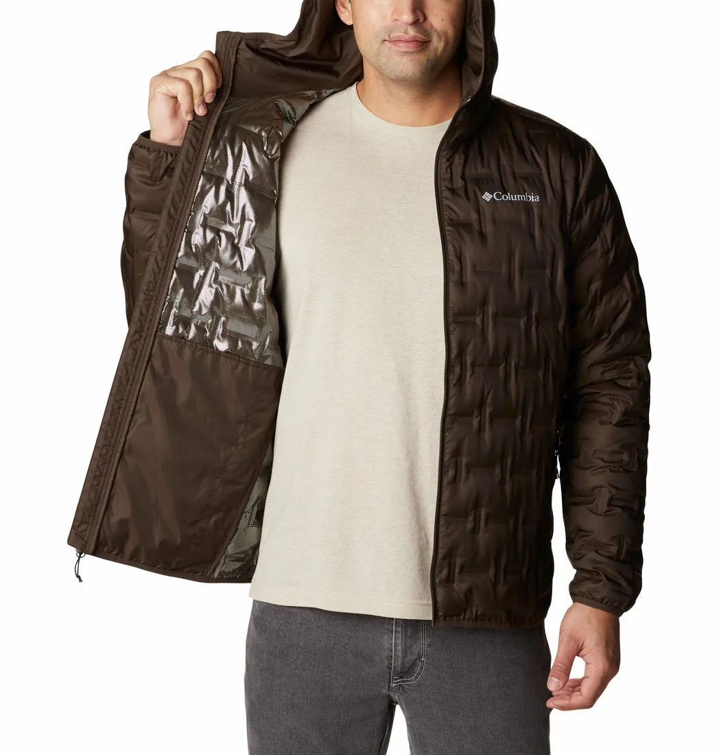 Columbia Men Brown Omni-Heat Reflective Delta Ridge Hooded Down Jacket