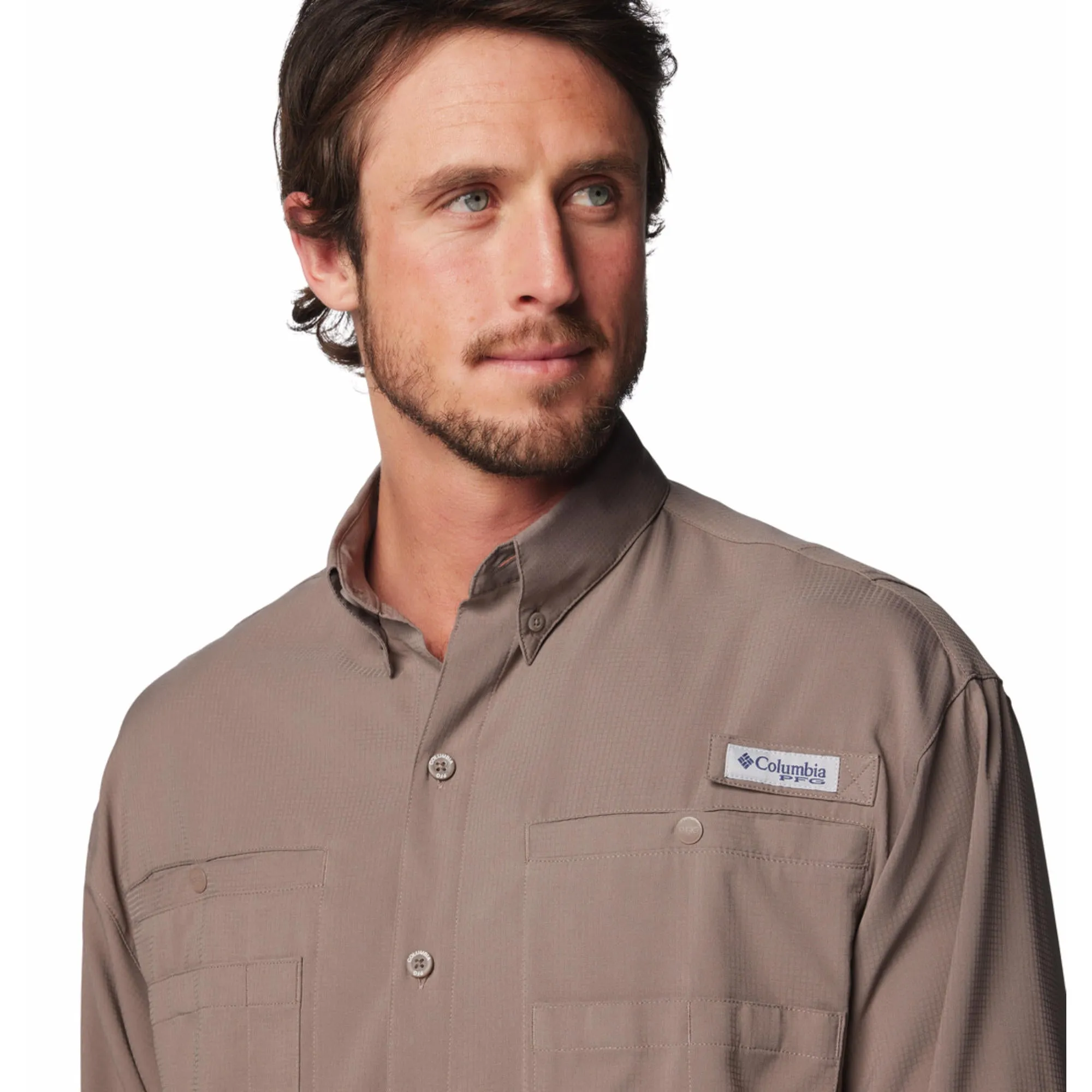 Columbia Men Brown Omni-Shade Tamiami II Long Sleeve Shirt