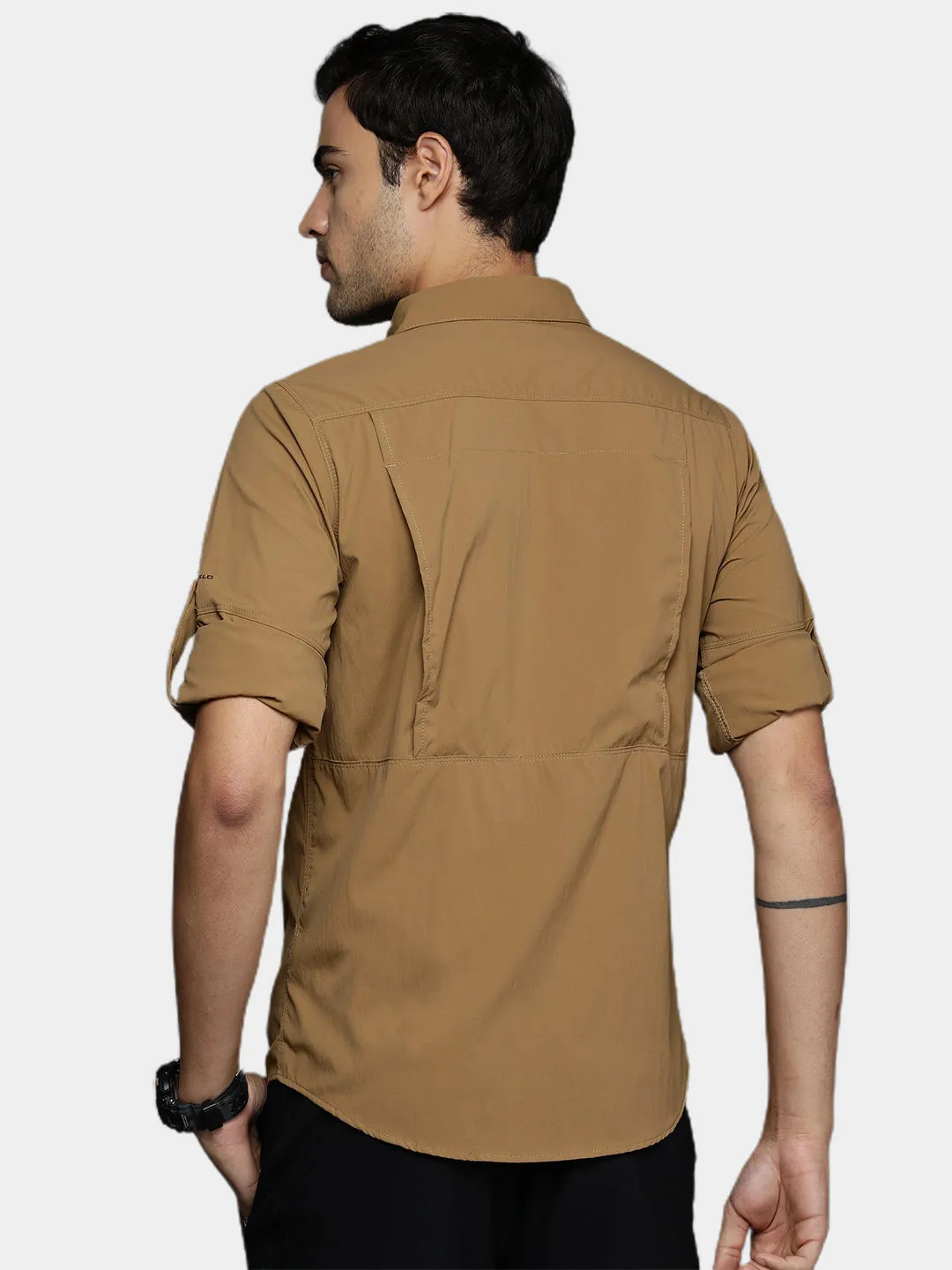 Columbia Men Brown Omni-Shield Newton Ridge II Long Sleeve Shirt