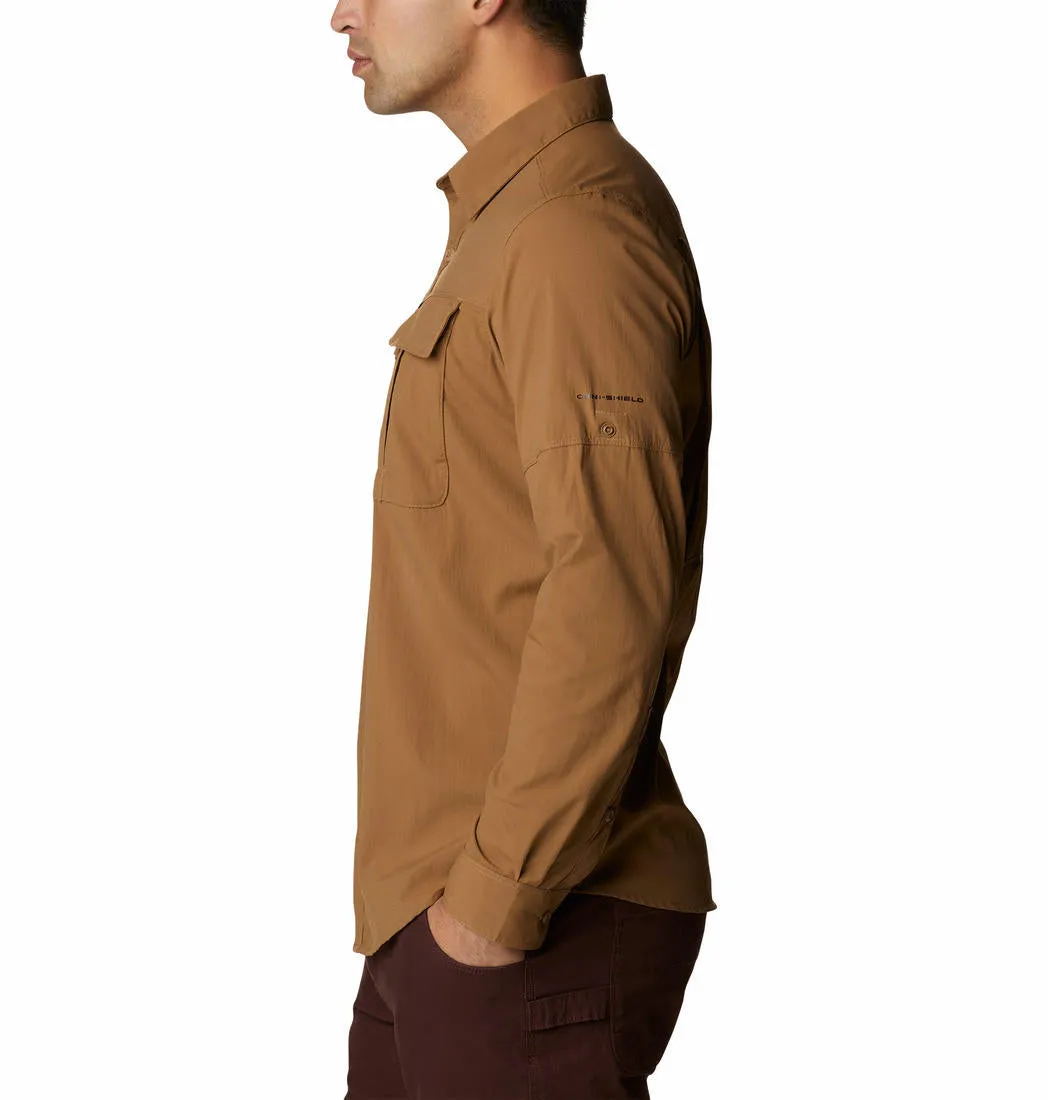 Columbia Men Brown Omni-Shield Newton Ridge II Long Sleeve Shirt