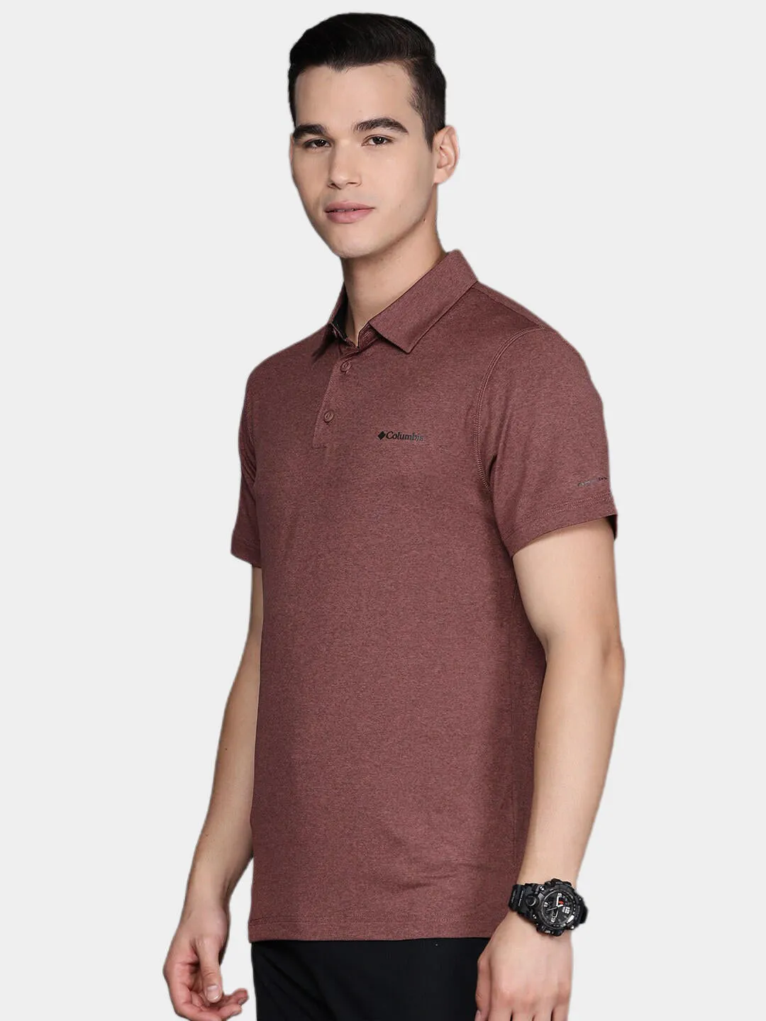 Columbia Men Brown Omni-Wick Tech Trail Polo Tshirt