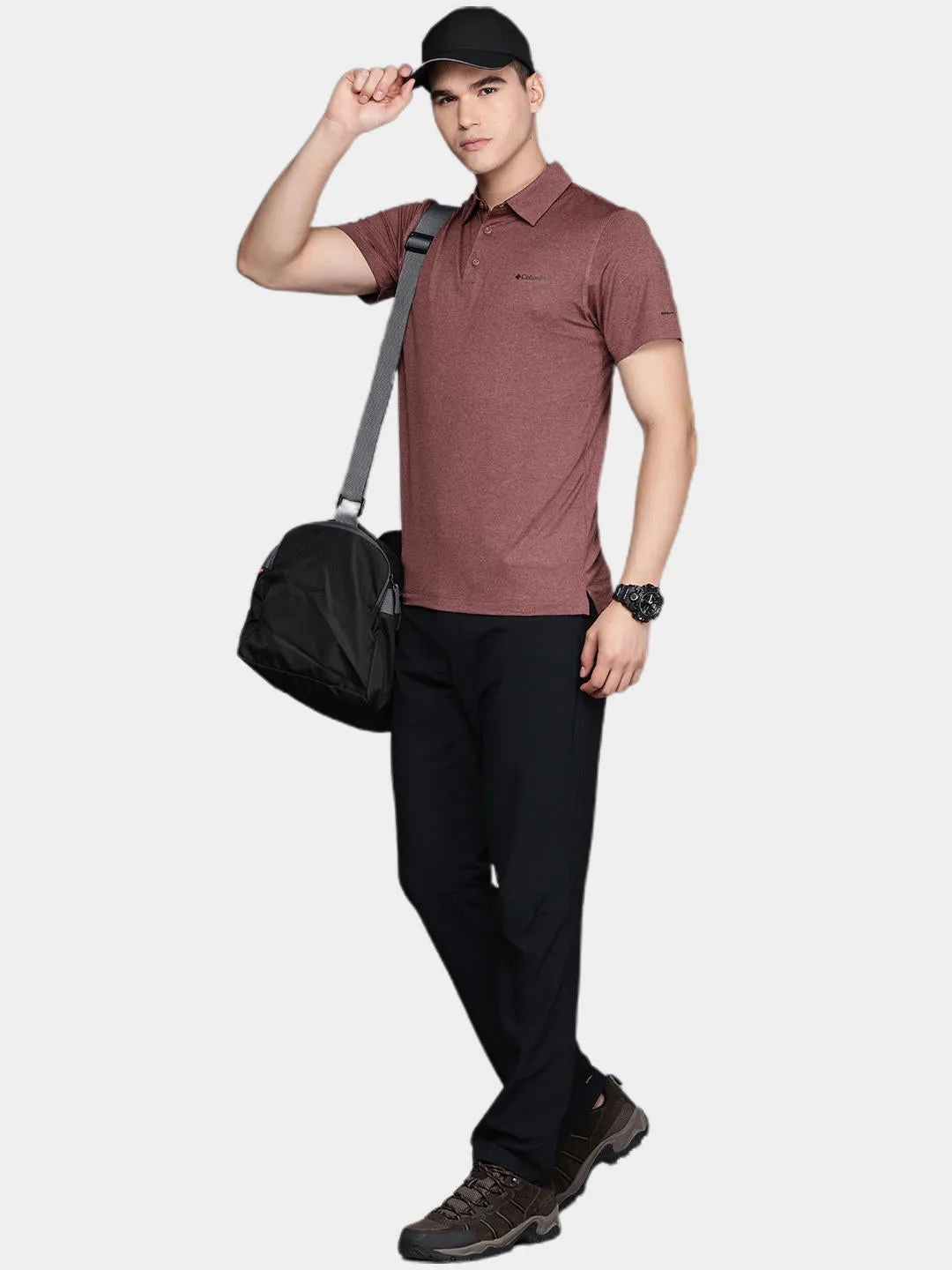 Columbia Men Brown Omni-Wick Tech Trail Polo Tshirt