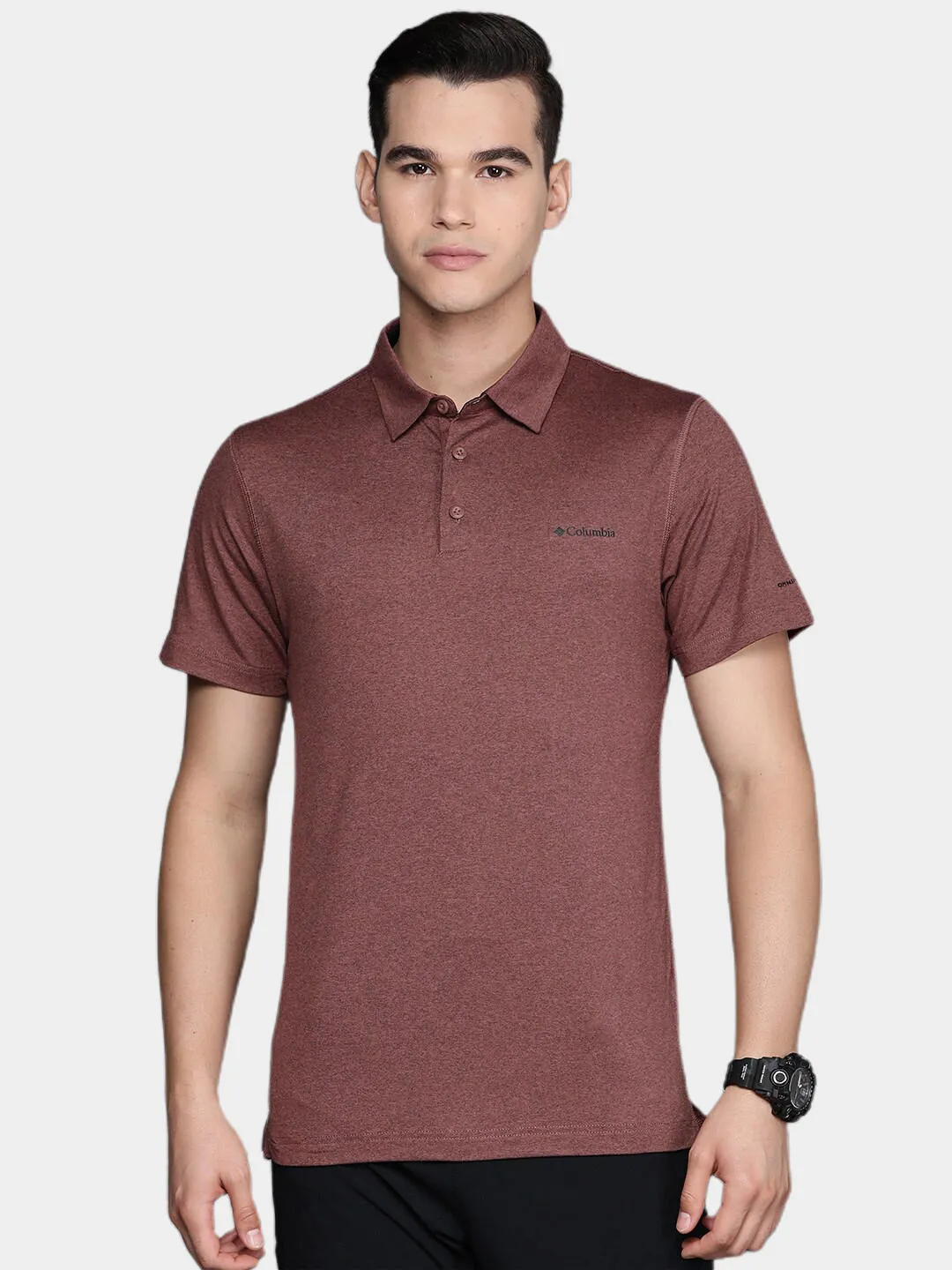 Columbia Men Brown Omni-Wick Tech Trail Polo Tshirt
