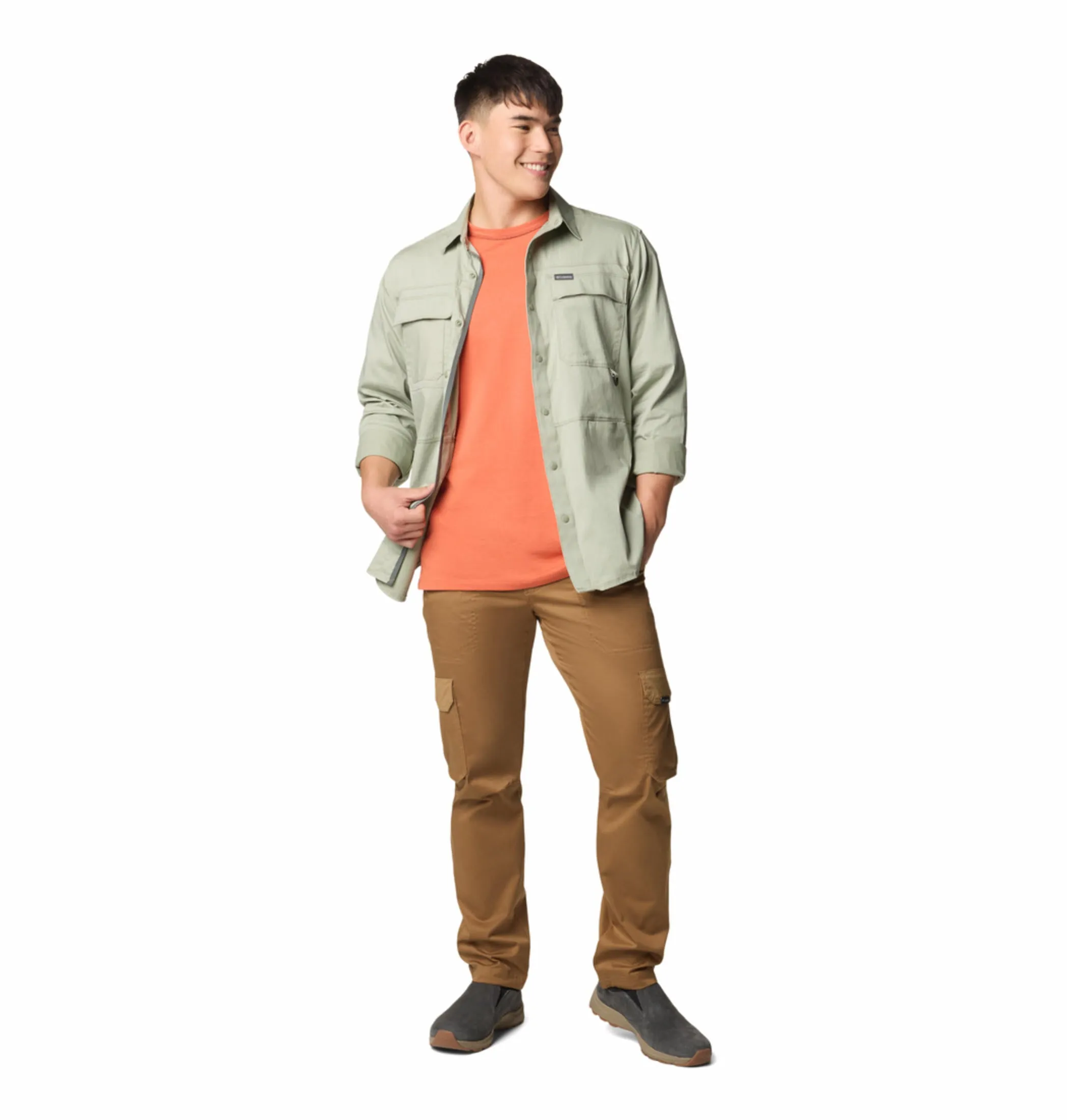 Columbia Men Green Landroamer Twill Long Sleeve Shirt