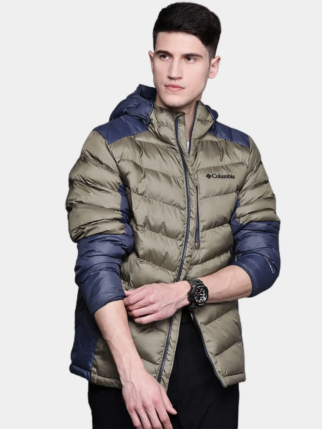 Columbia Men Green Omni-Heat Infinity Labyrinth Loop Hooded Jacket