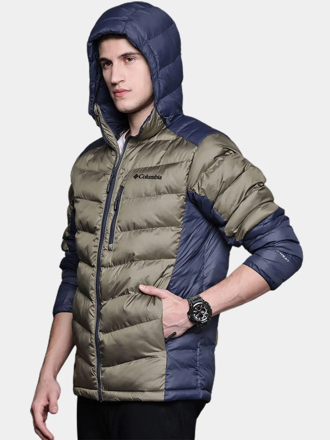 Columbia Men Green Omni-Heat Infinity Labyrinth Loop Hooded Jacket