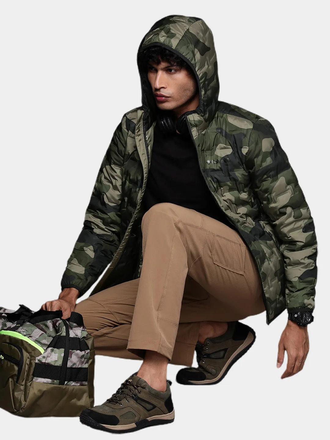 Columbia Men Green Omni-Heat Reflective Delta Ridge Hooded Down Jacket