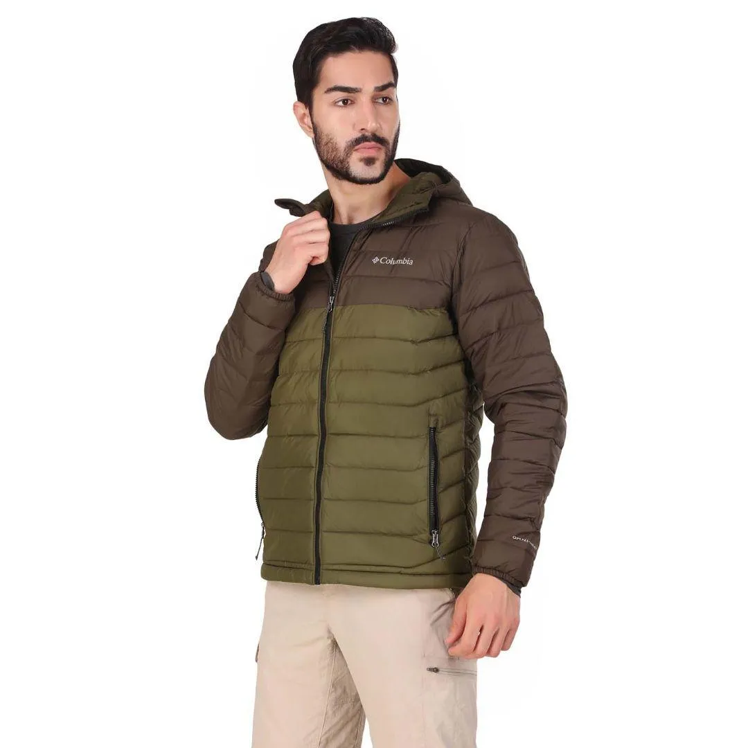 Columbia Men Green Omni-Heat Reflective Powder Lite Hooded Jacket