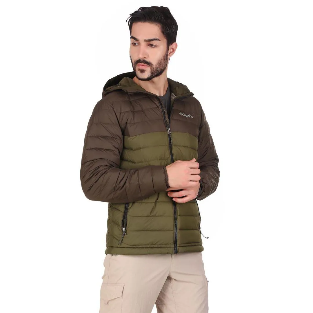 Columbia Men Green Omni-Heat Reflective Powder Lite Hooded Jacket
