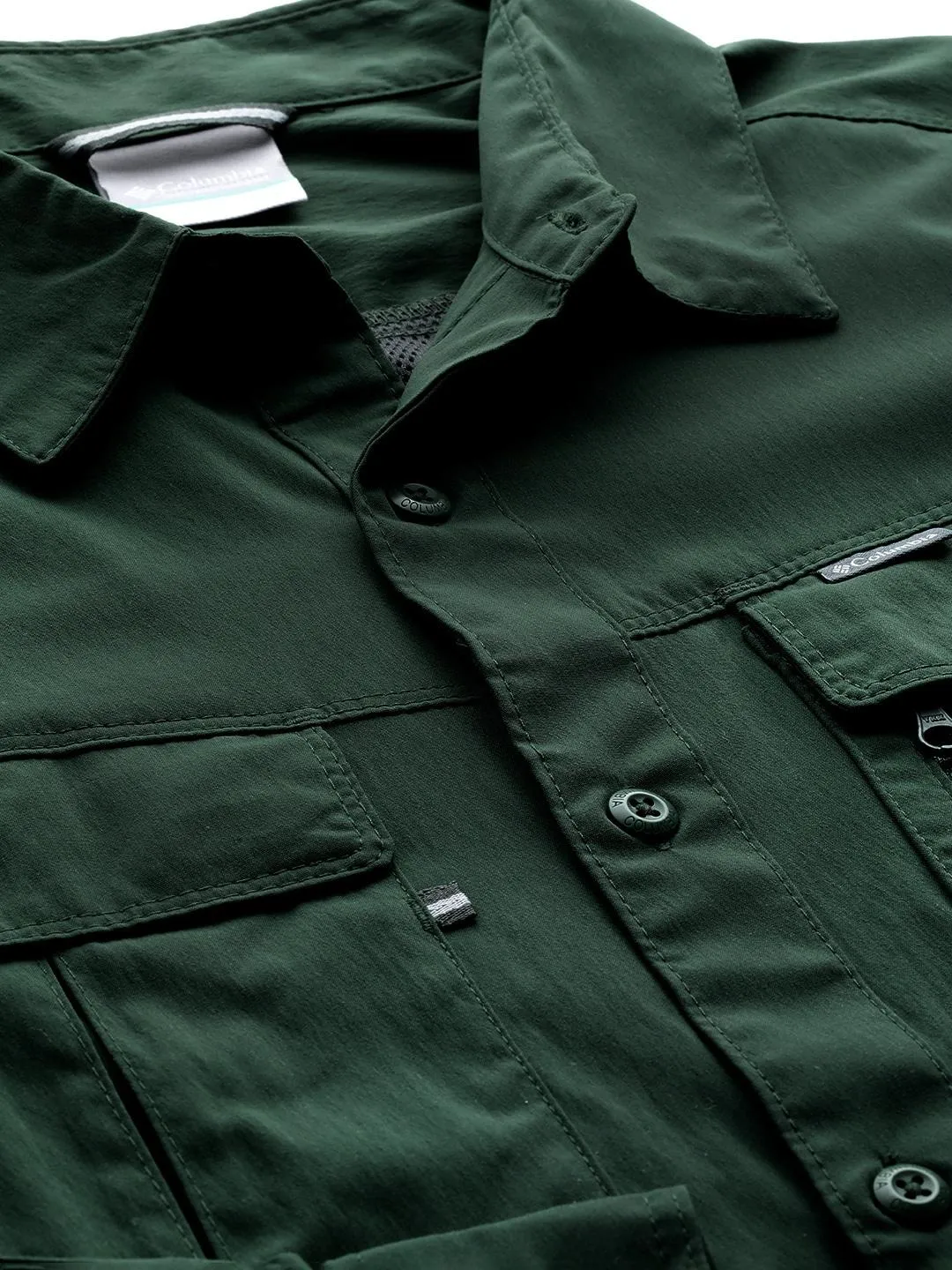 Columbia Men Green Omni-Shield Newton Ridge II Long Sleeve Shirt
