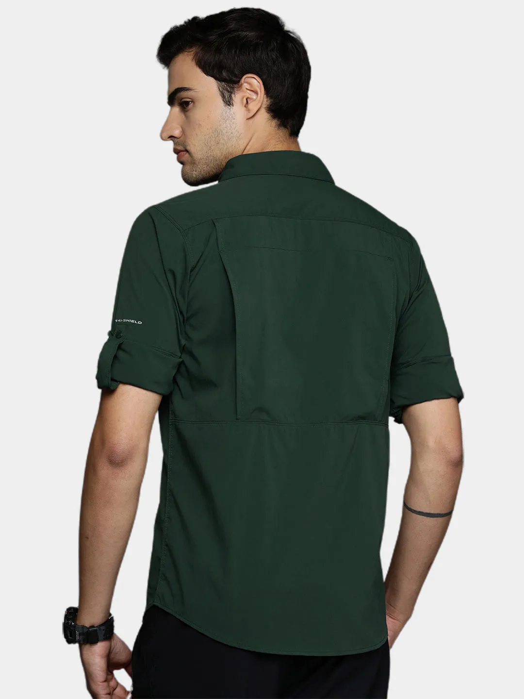 Columbia Men Green Omni-Shield Newton Ridge II Long Sleeve Shirt