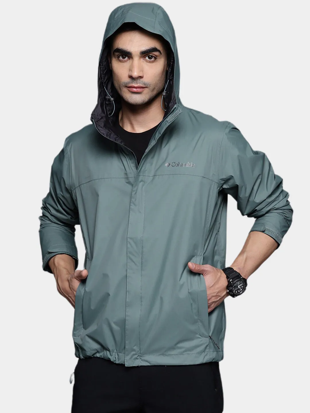 Columbia Men Green Omni-Tech Watertight II Waterproof Rain Jacket