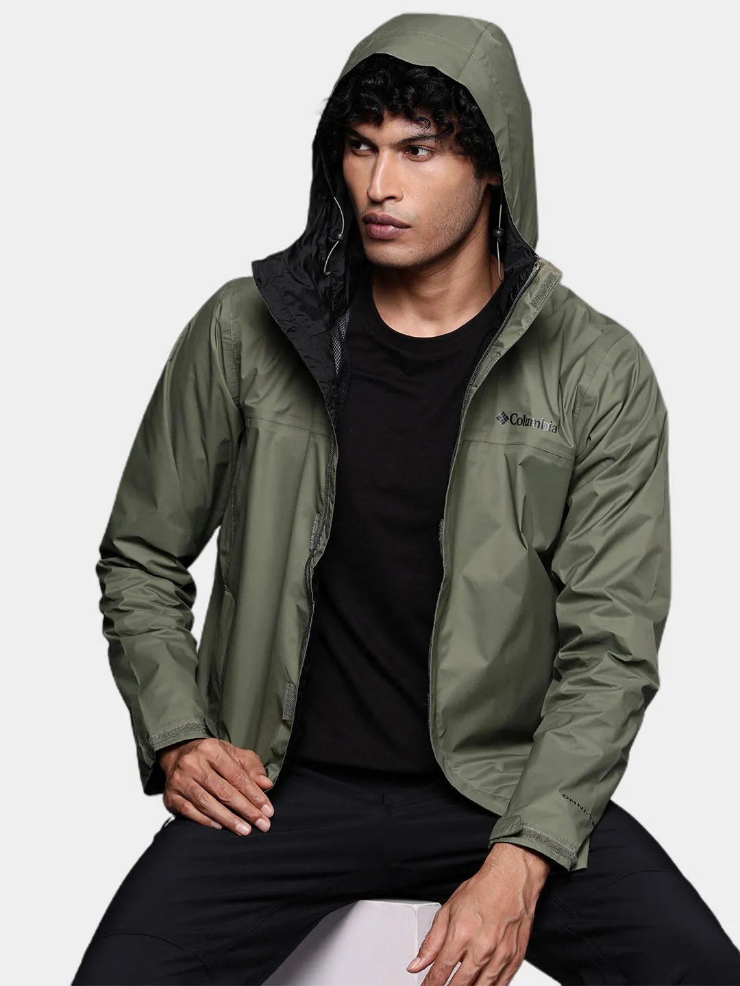Columbia Men Green Omni-Tech Watertight II Waterproof Rain Jacket