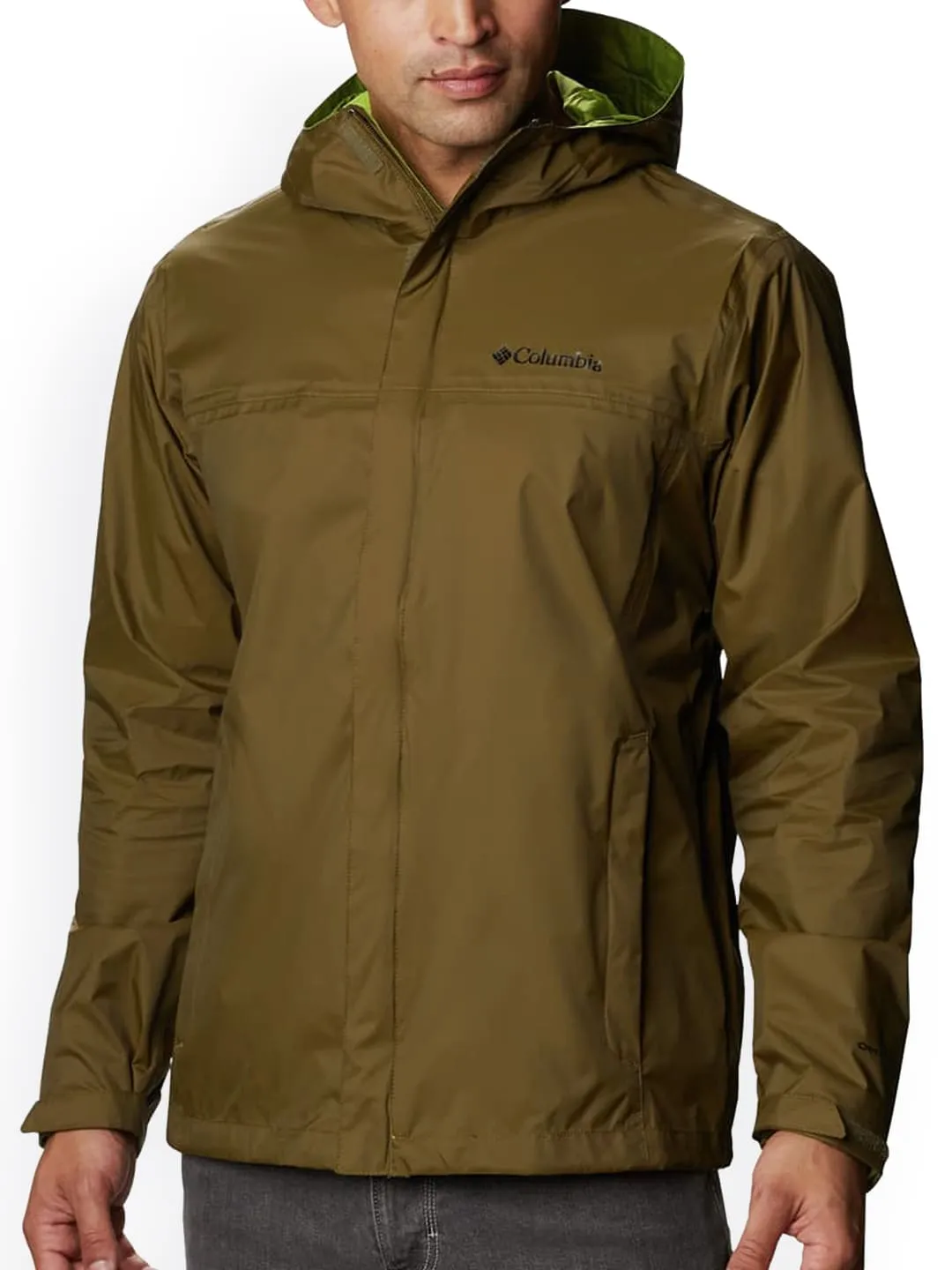 Columbia Men Green Omni-Tech Watertight II Waterproof Rain Jacket