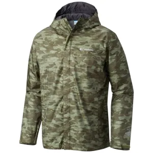 Columbia Men Green Omni-Tech Watertight Printed Waterproof Rain Jacket