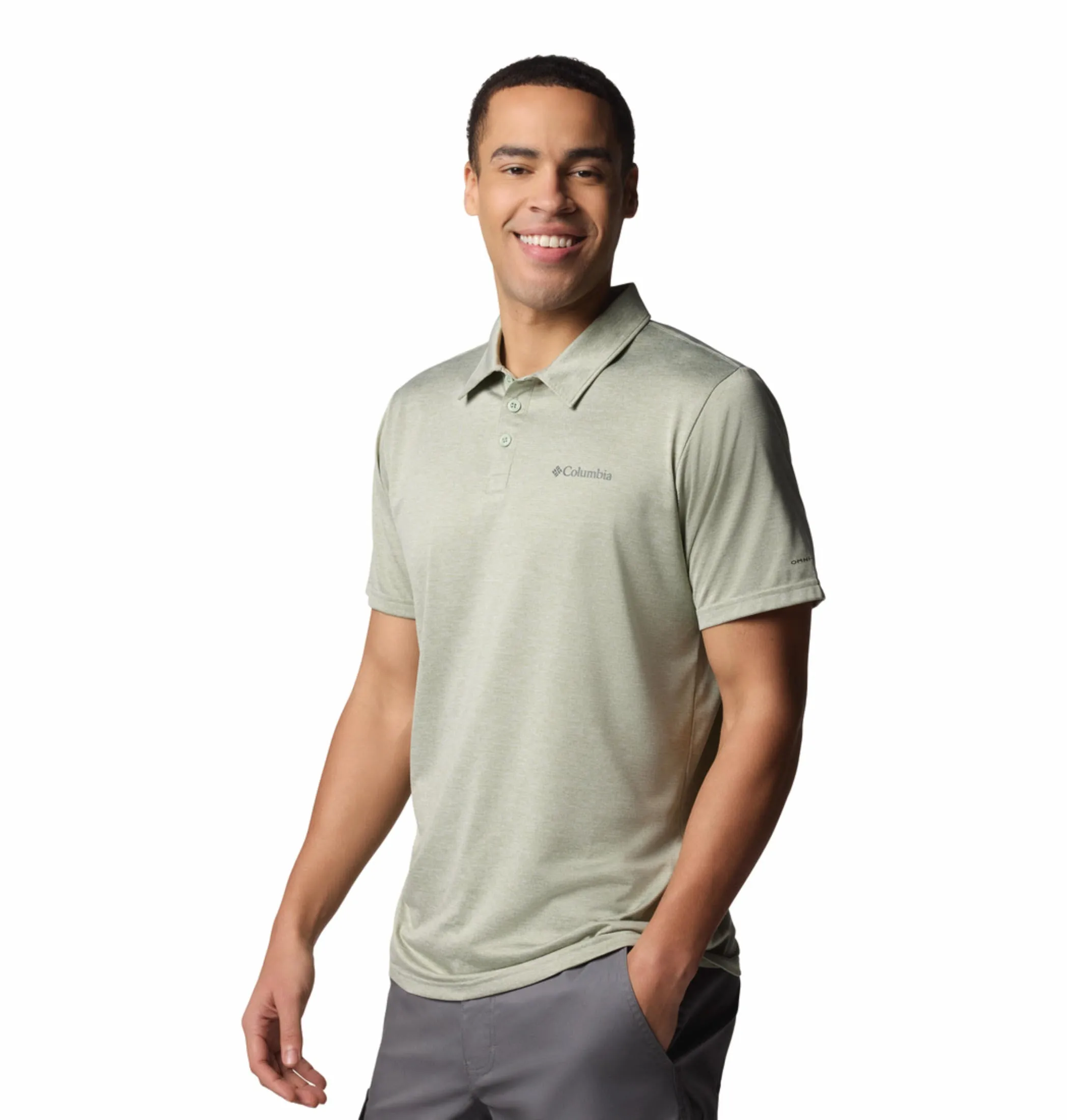 Columbia Men Green Omni-Wick Hike Polo Tshirt