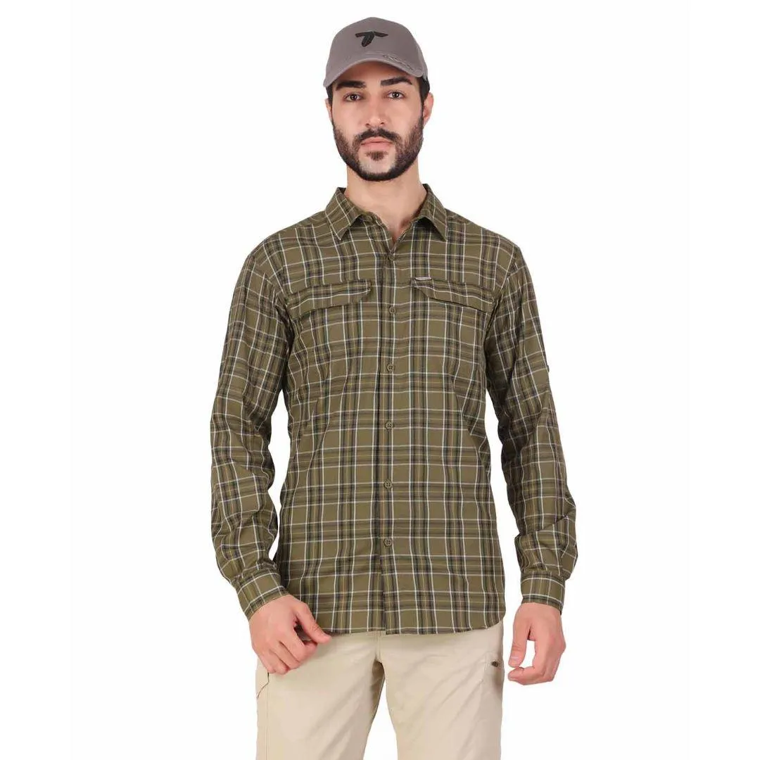 Columbia Men Green Omni-Wick Silver Ridge 2.0 Plaid Long Sleeve Shirt
