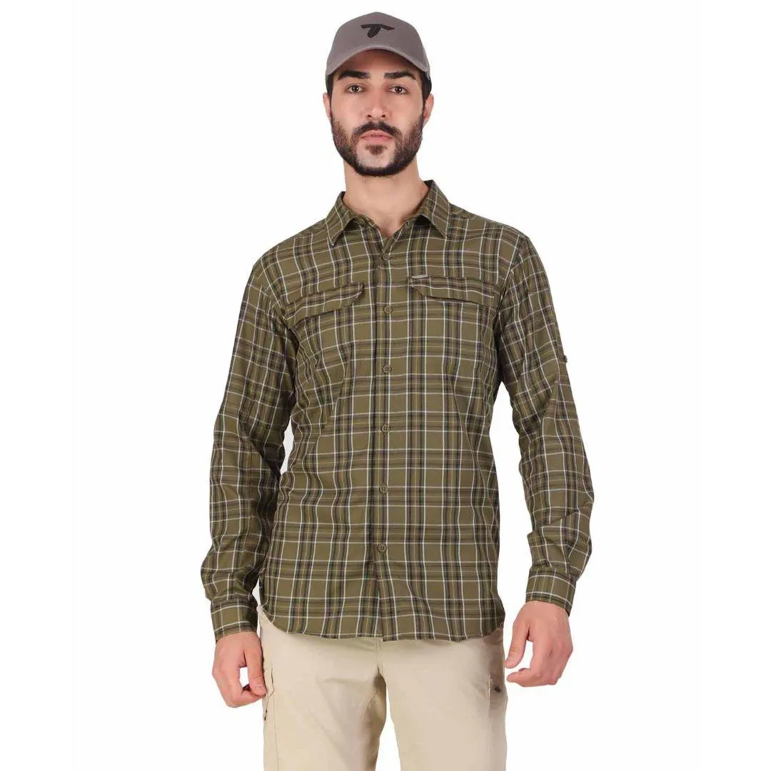 Columbia Men Green Omni-Wick Silver Ridge 2.0 Plaid Long Sleeve Shirt