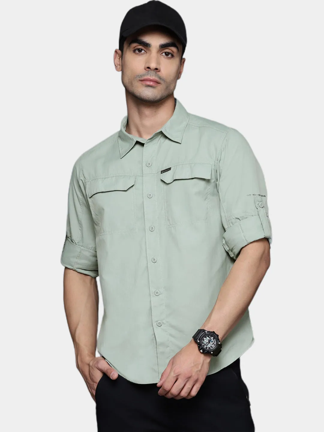 Columbia Men Green Omni-Wick Silver Ridge2.0 Long Sleeve Shirt