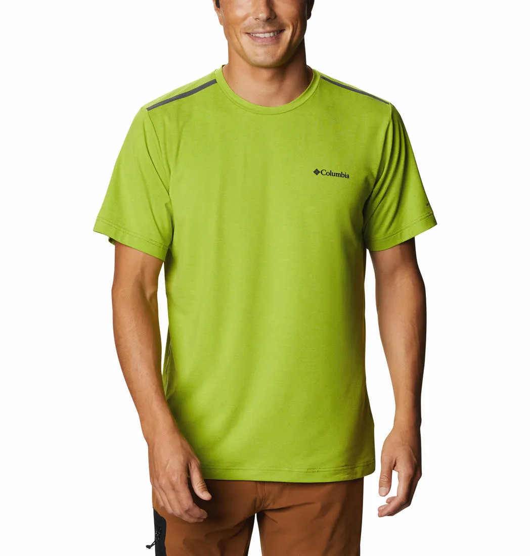 Columbia Men Green Omni-Wick Tech Trail Crew Neck Tshirt