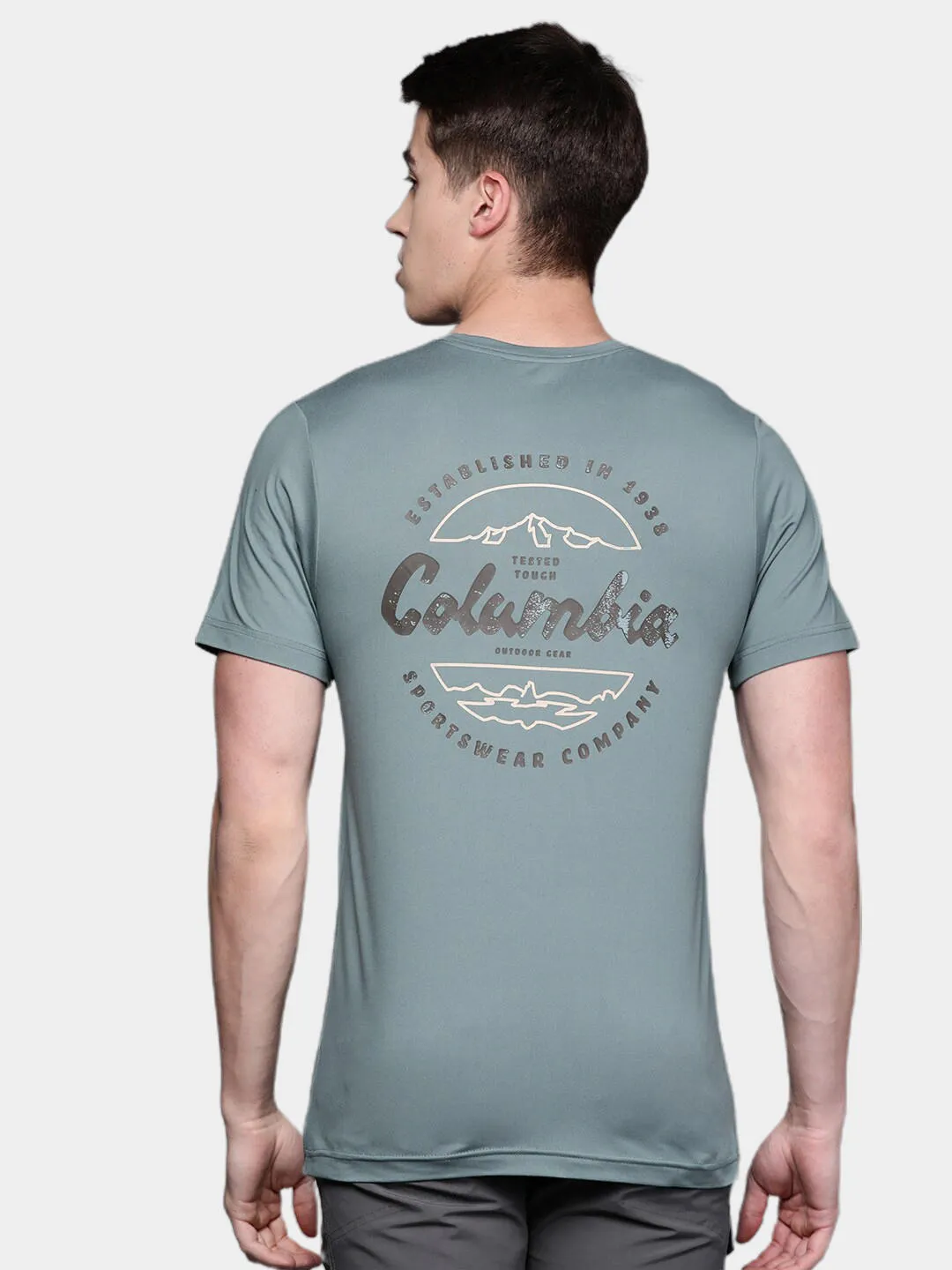 Columbia Men Green Omni-Wick Tech Trail Graphic Tshirt