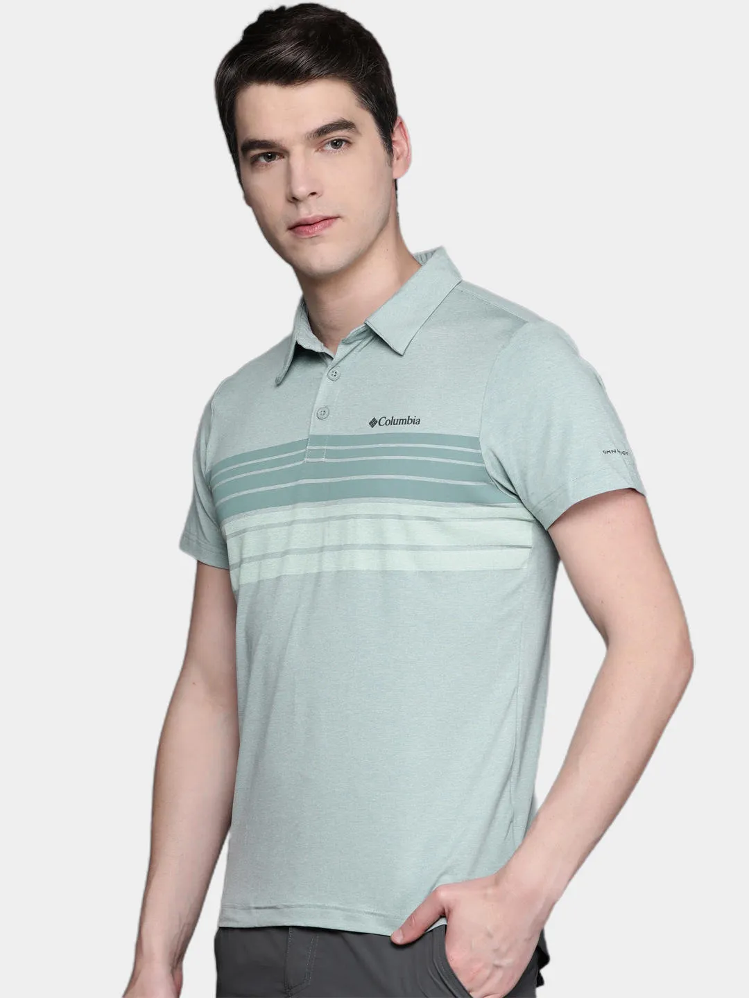 Columbia Men Green Omni-Wick Tech Trail Novelty Polo Tshirt
