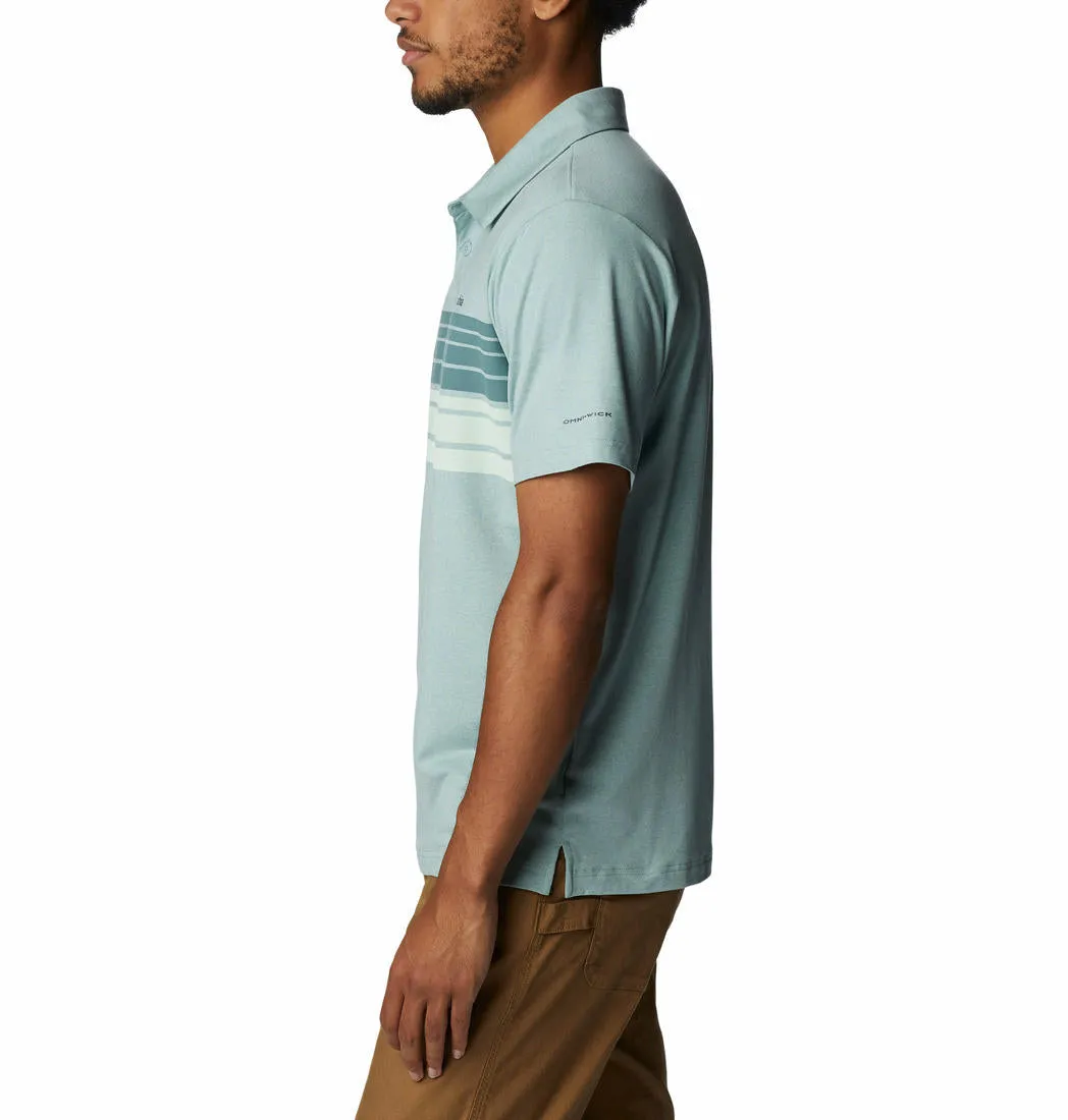Columbia Men Green Omni-Wick Tech Trail Novelty Polo Tshirt