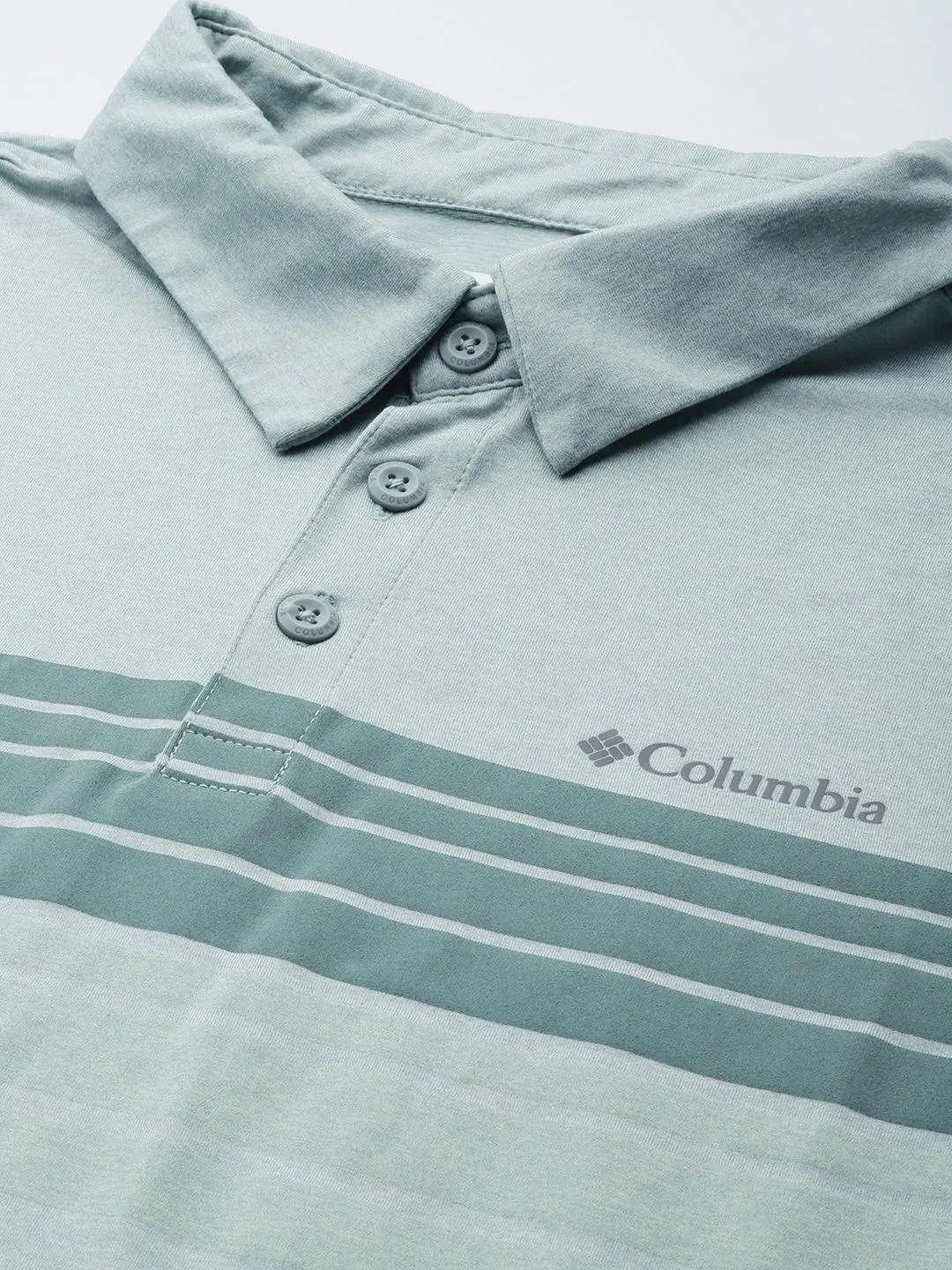Columbia Men Green Omni-Wick Tech Trail Novelty Polo Tshirt