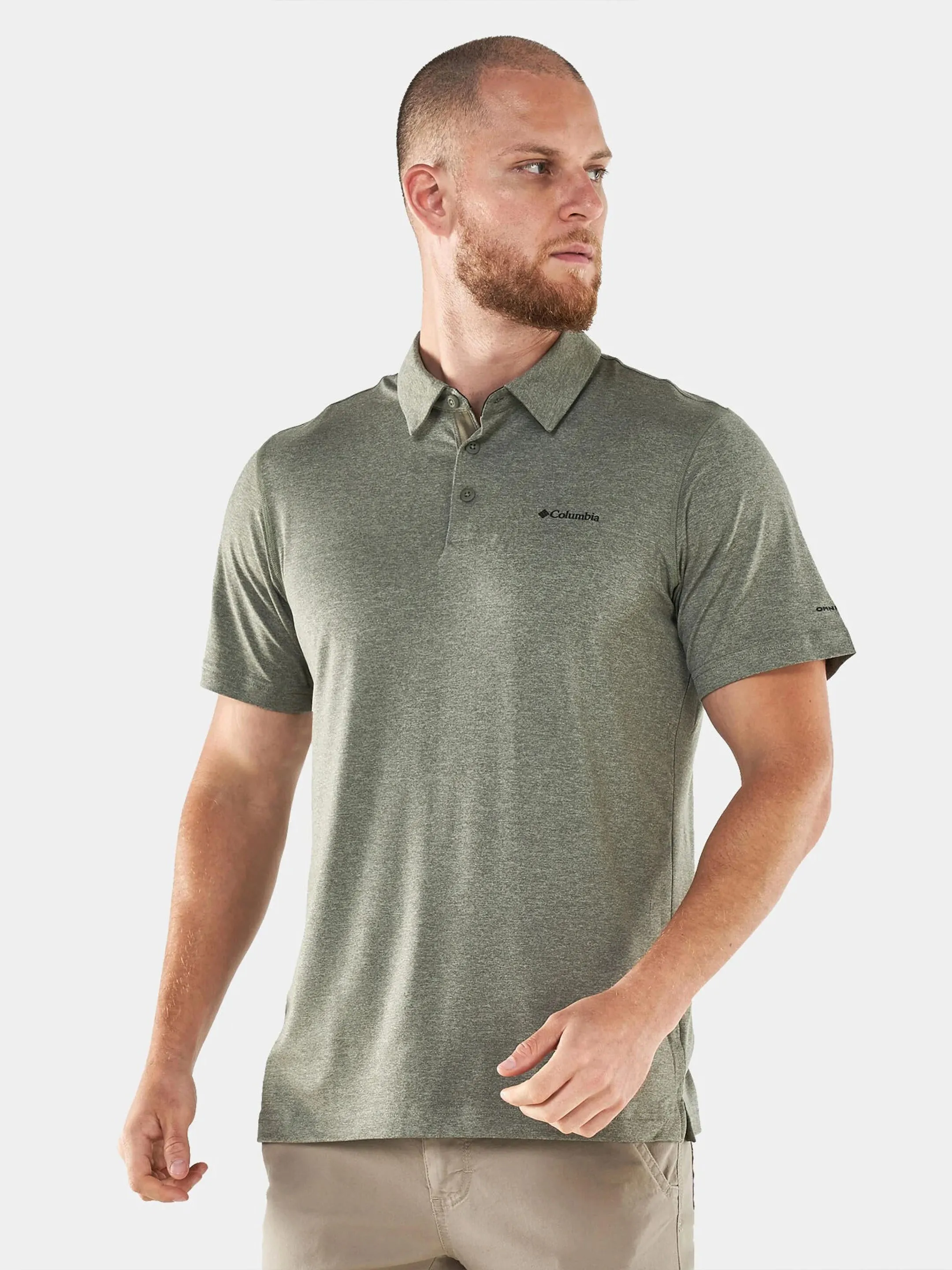 Columbia Men Green Omni-Wick Tech Trail Polo Tshirt