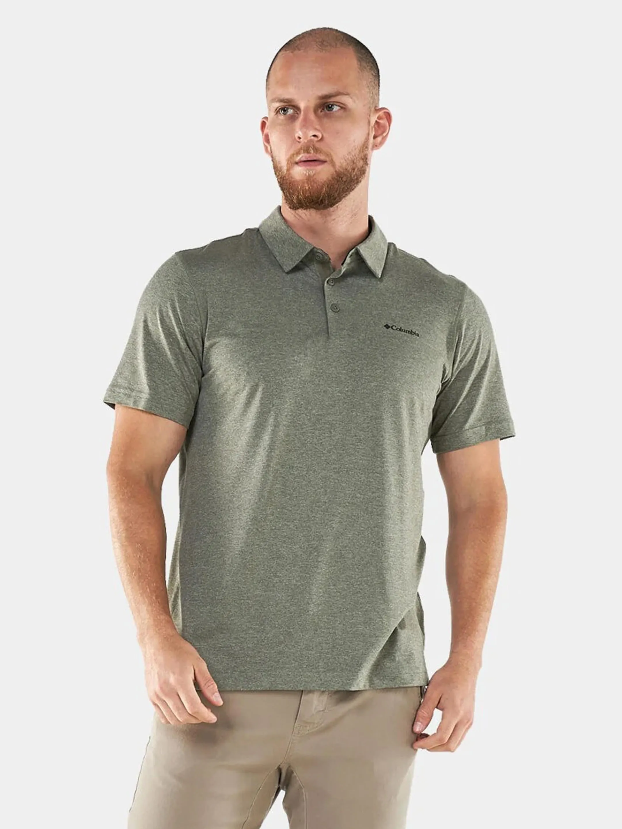 Columbia Men Green Omni-Wick Tech Trail Polo Tshirt