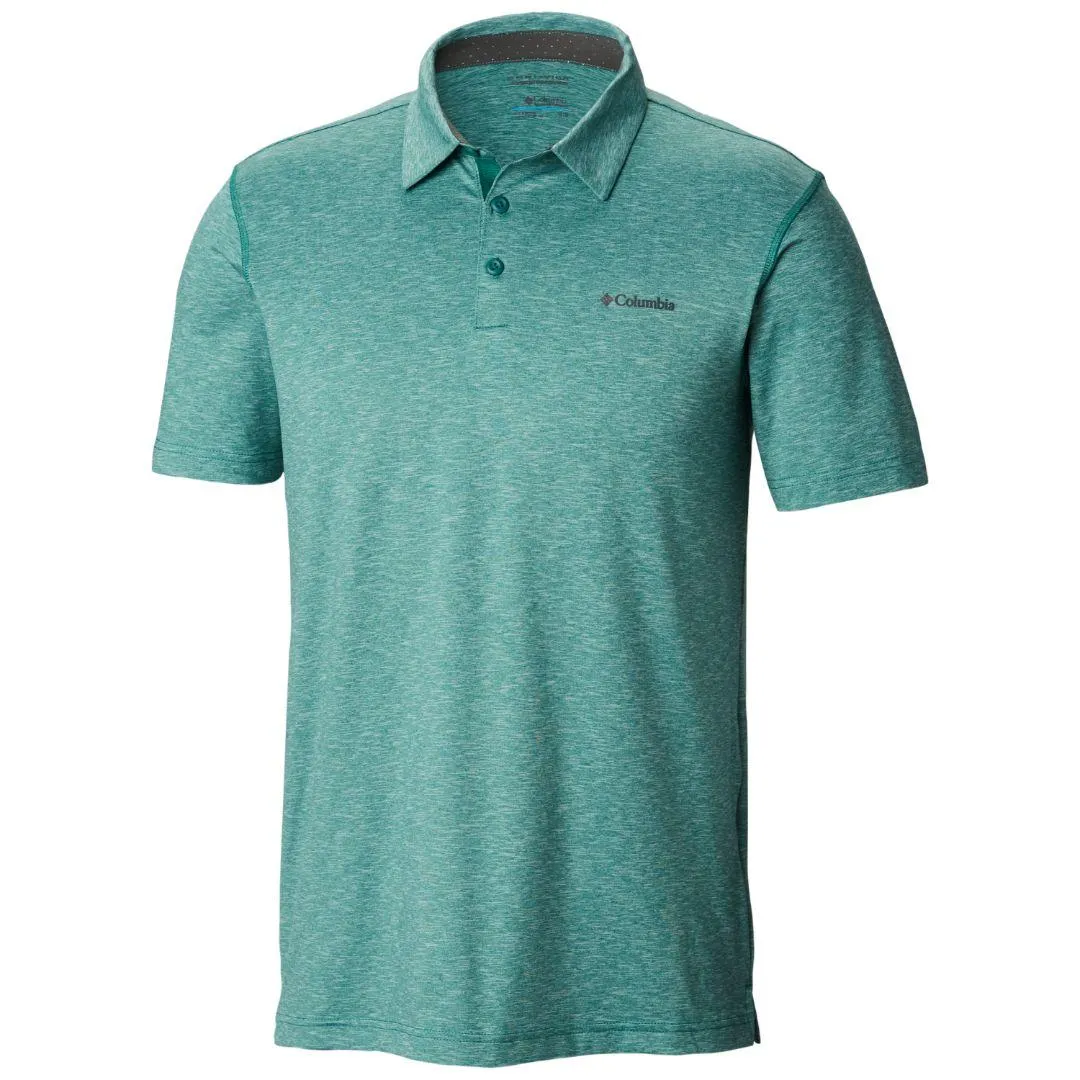 Columbia Men Green Omni-Wick Tech Trail Polo Tshirt