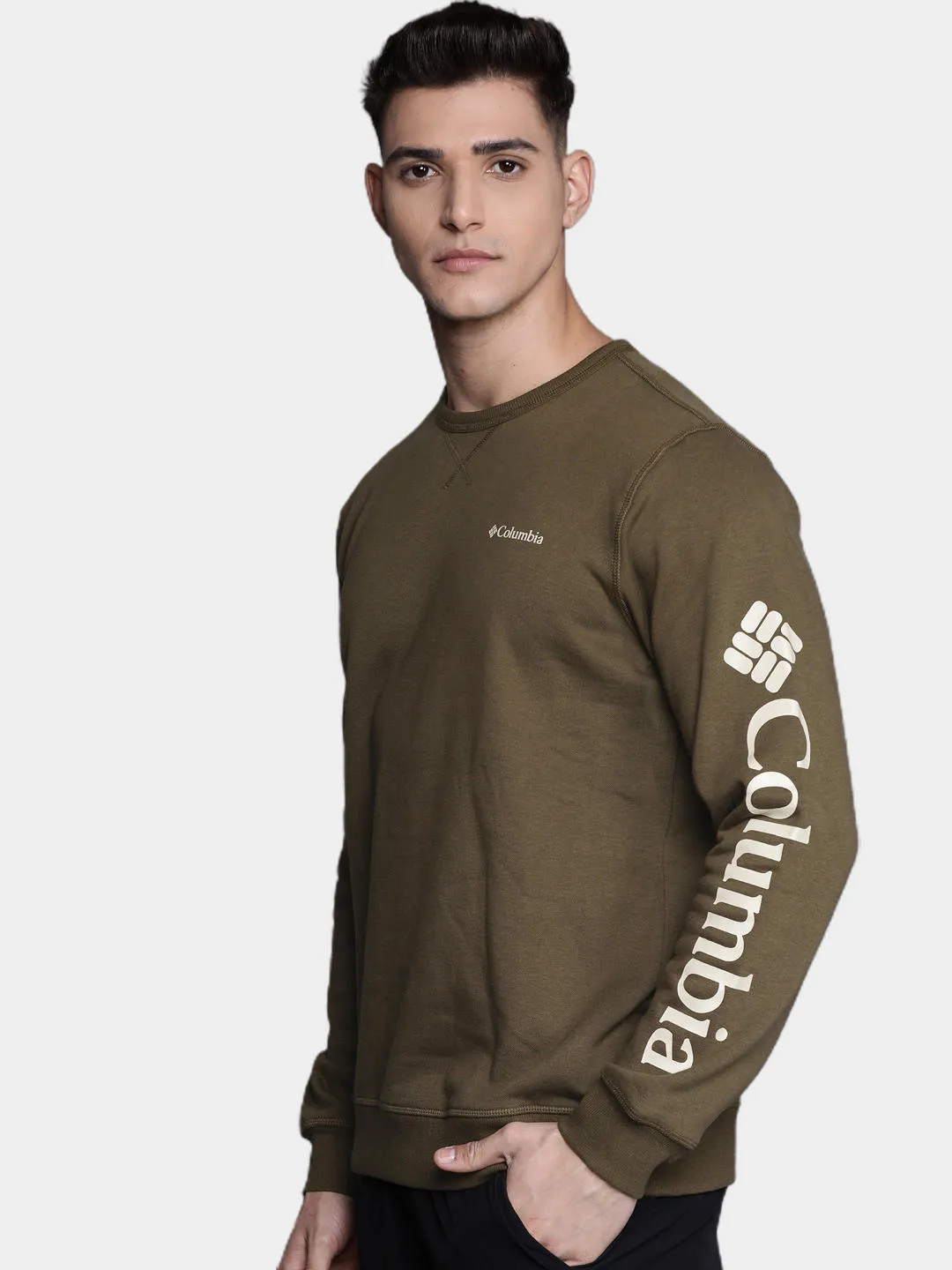 Columbia Men Green Sun Protection M Logo Crew Pullover