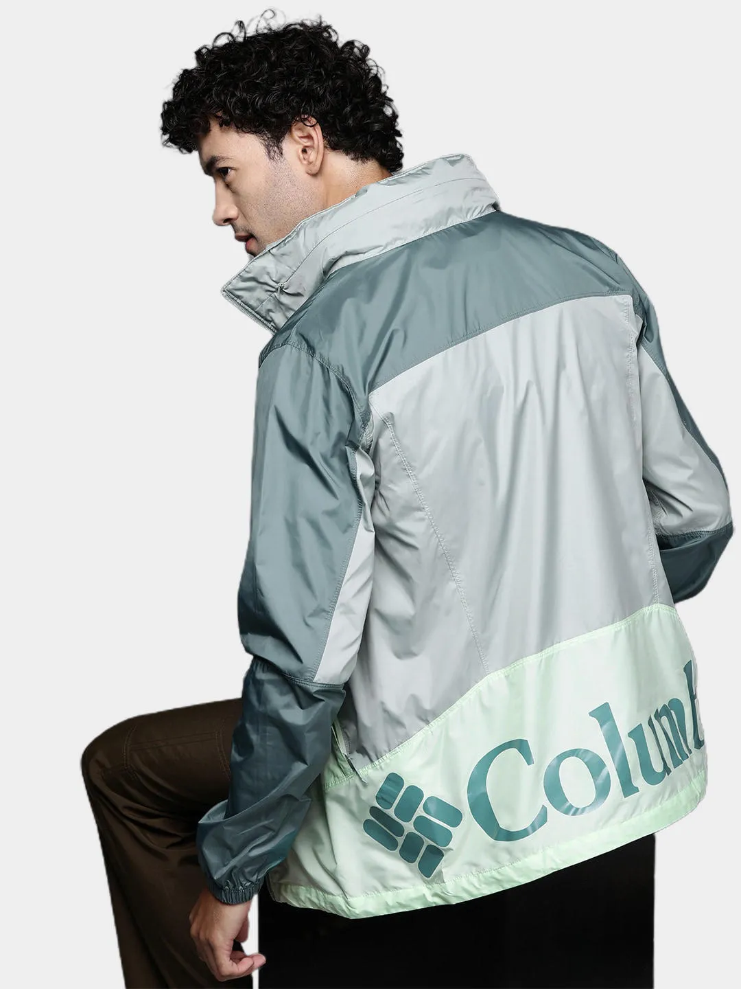 Columbia Men Green Sun Protection Point Park Windbreaker Jacket