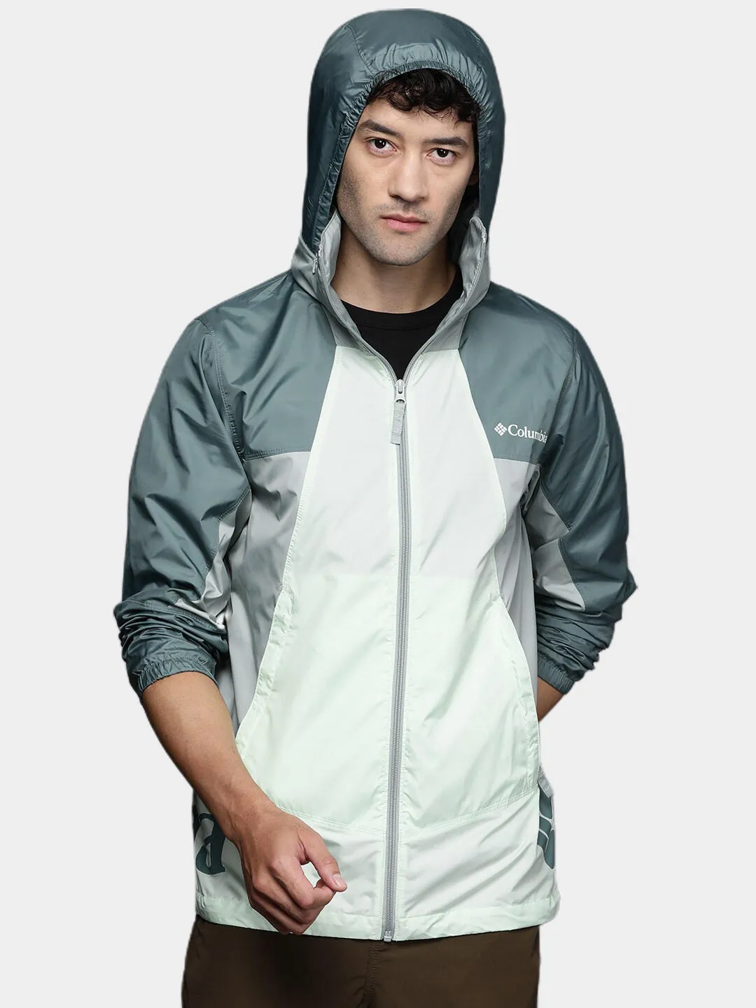 Columbia Men Green Sun Protection Point Park Windbreaker Jacket